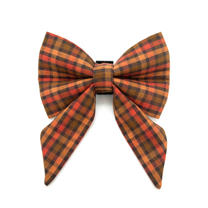 Cider Plaid Sailor Dog Bow 