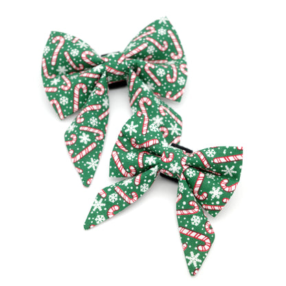 Candy Cane Sailor Dog Bow 