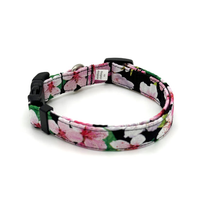 Cherry Blossom Black Dog Collar