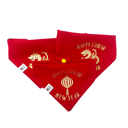 Happy Lunar New Year Lantern Dog Bandana