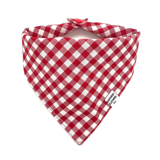 Crimson Gingham Dog Bandana