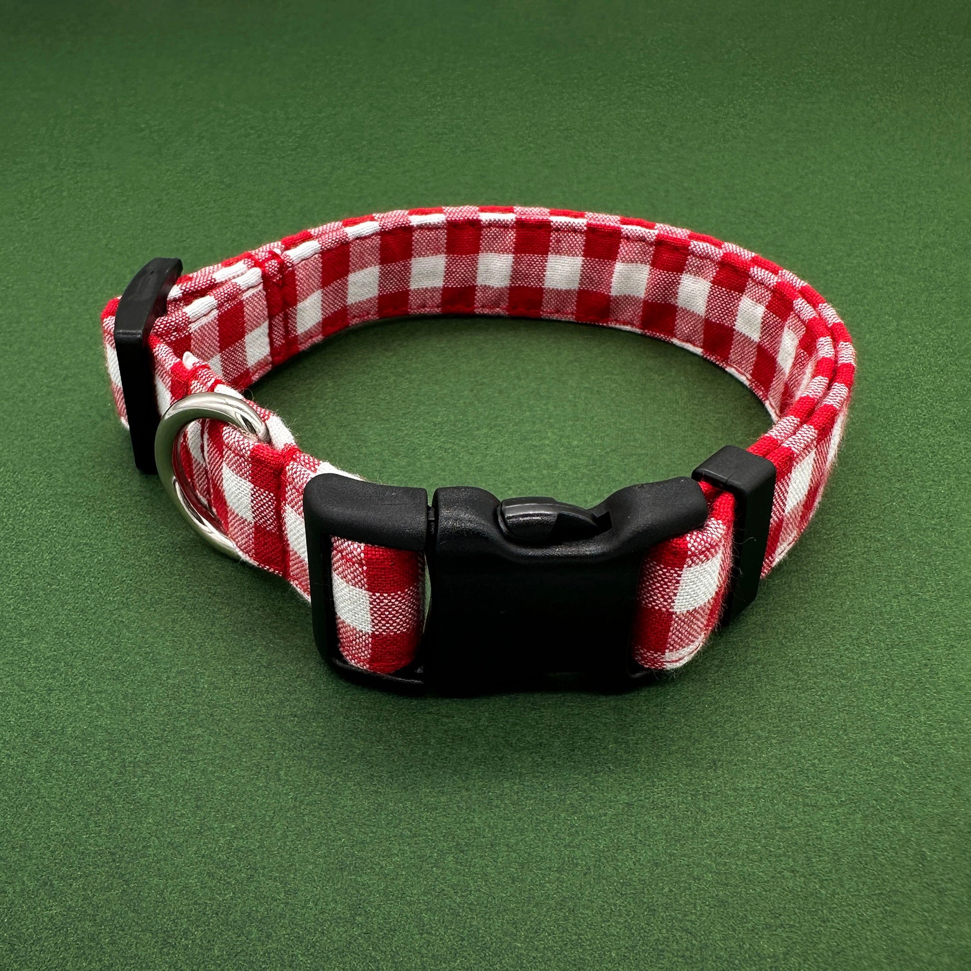 Crimson Gingham Dog Collar 