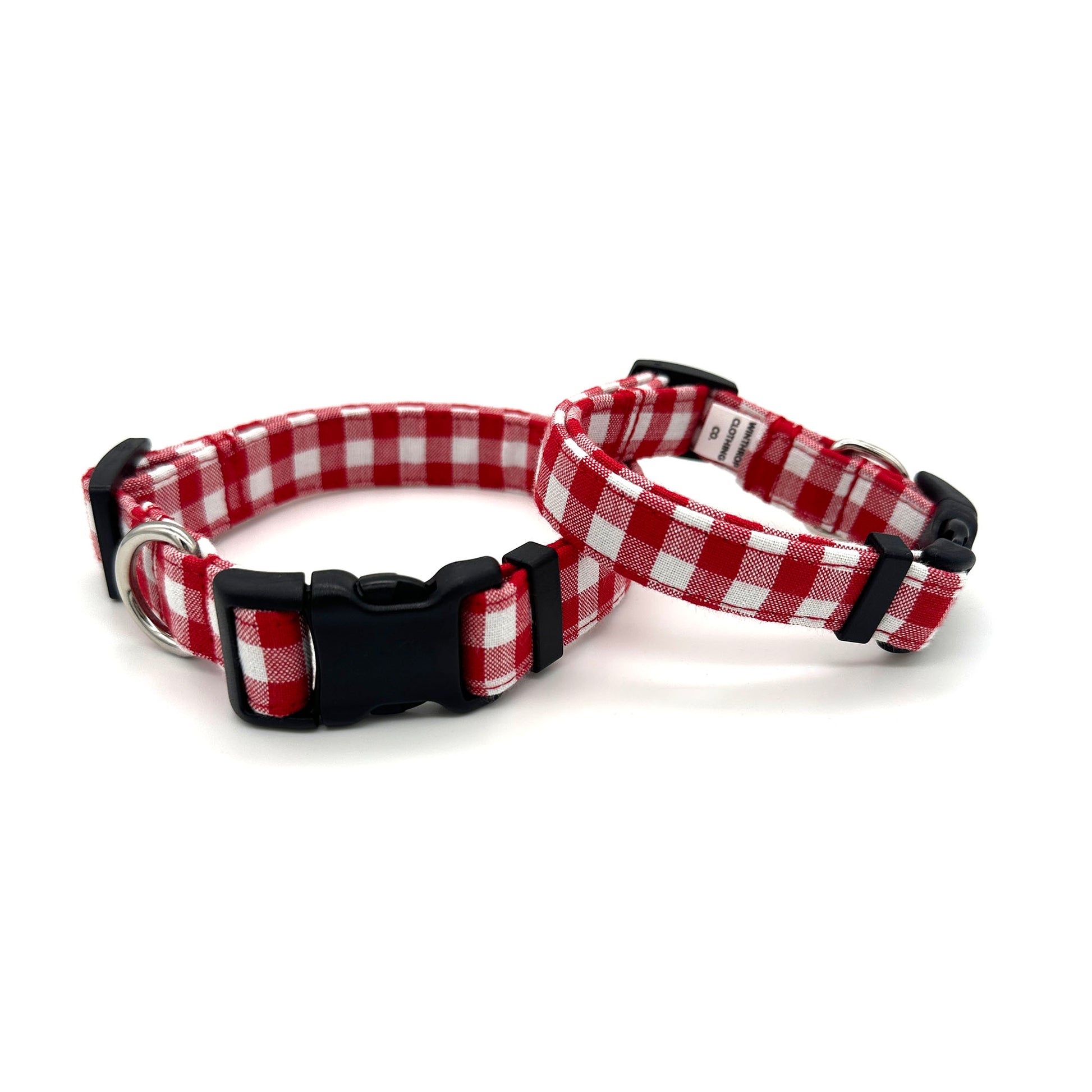 Crimson Gingham Dog Collar 