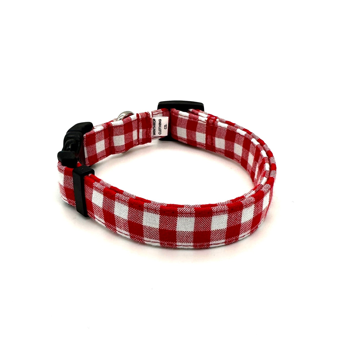Crimson Gingham Dog Collar 