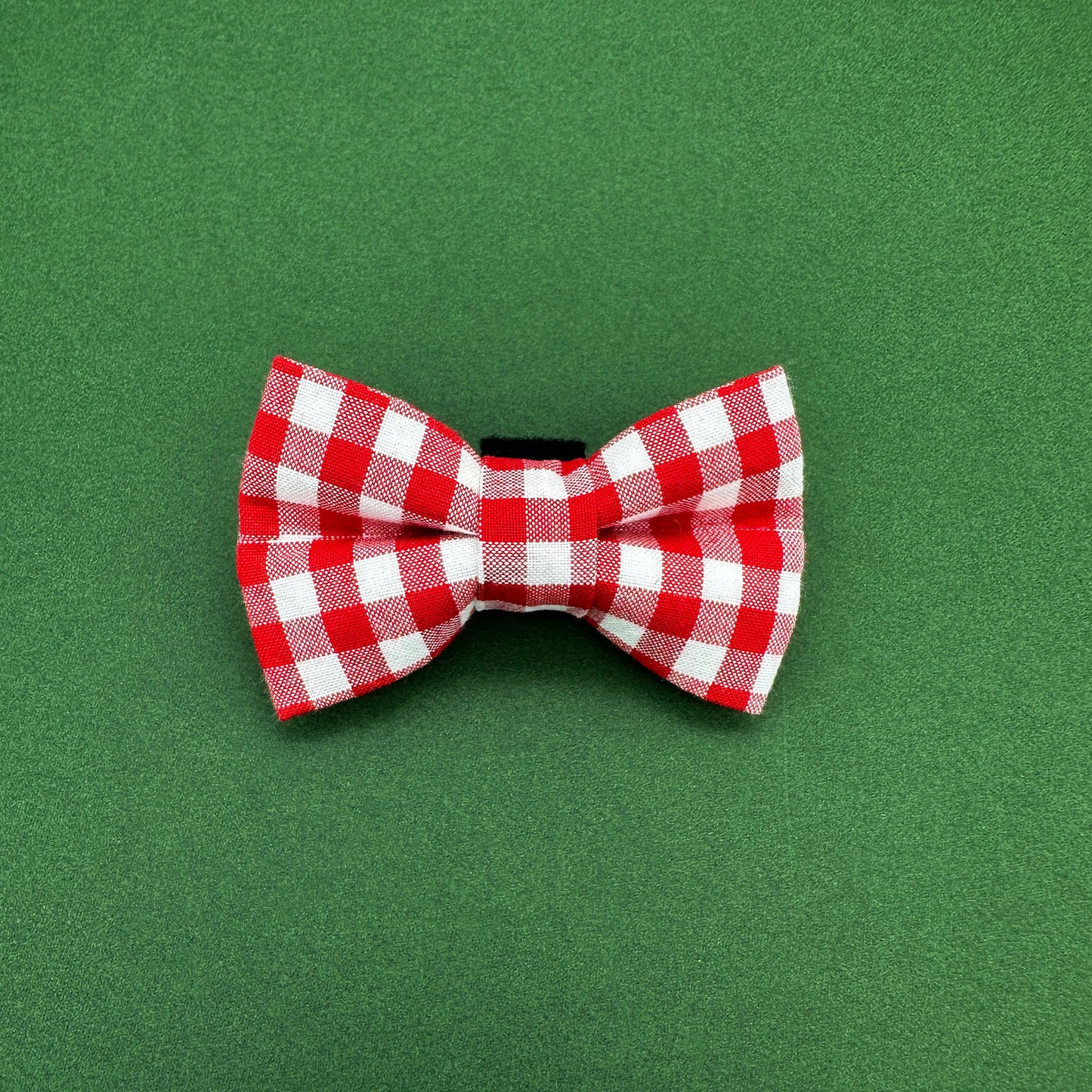 Crimson Gingham Mini Dog Bow Tie