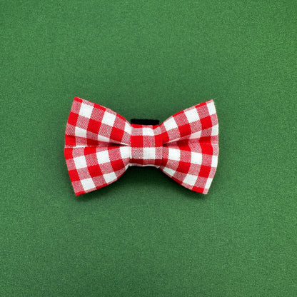 Crimson Gingham Mini Dog Bow Tie