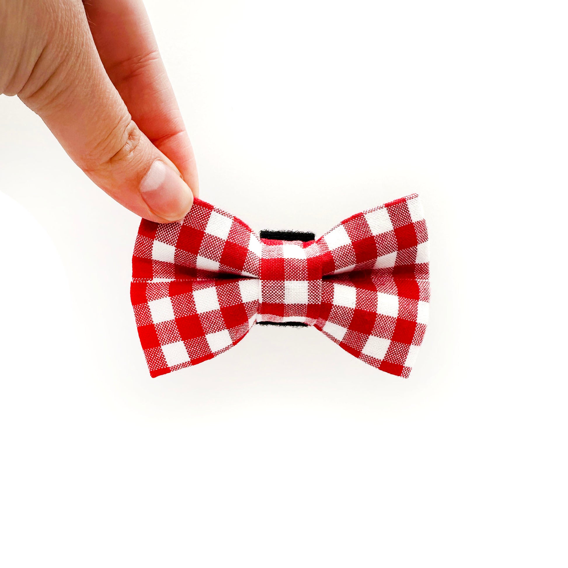 Crimson Gingham Mini Dog Bow Tie