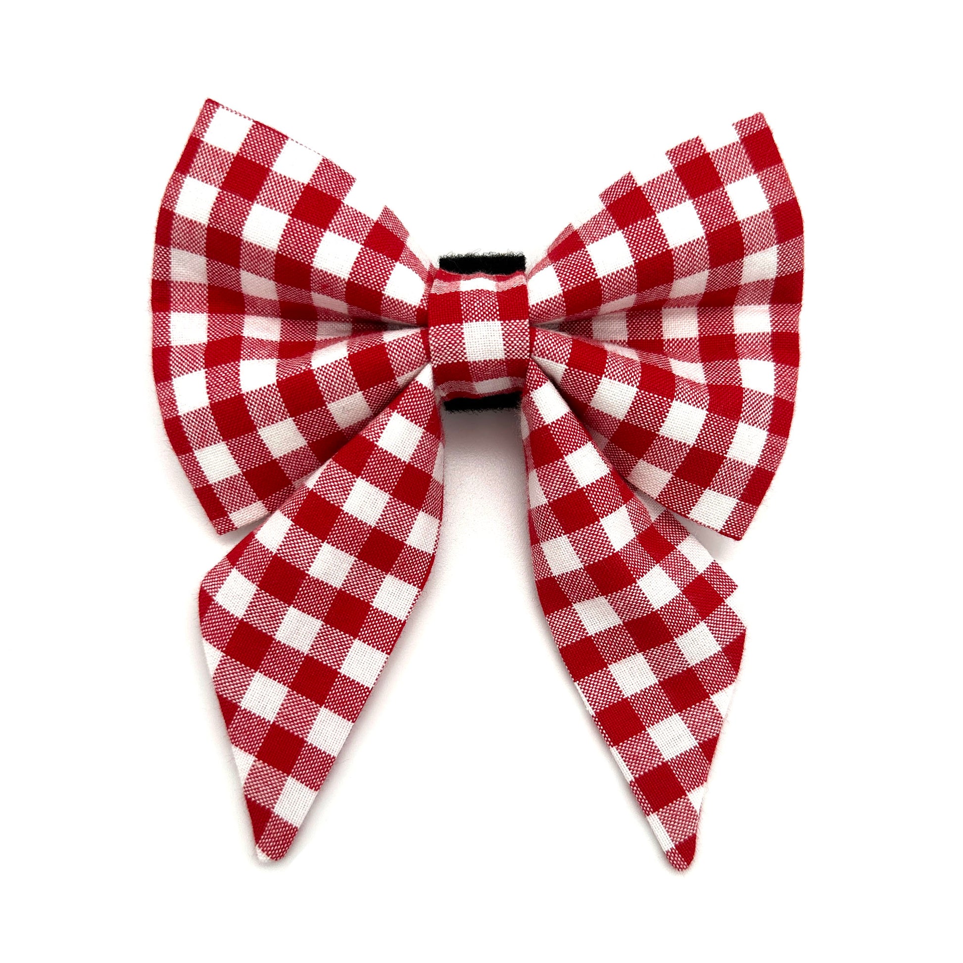 Crimson Gingham Sailor Dog Bow