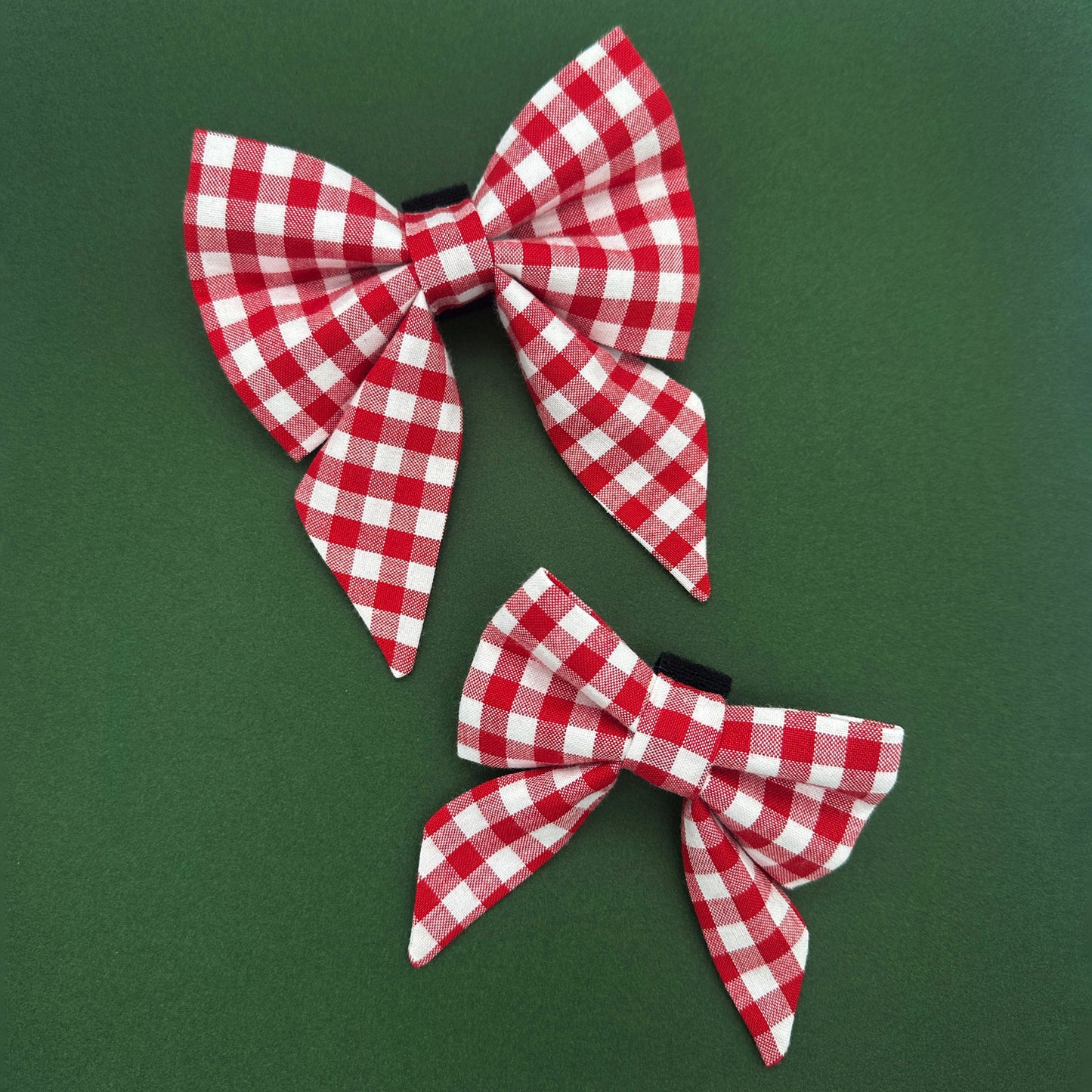 Crimson Gingham Sailor Dog Bow