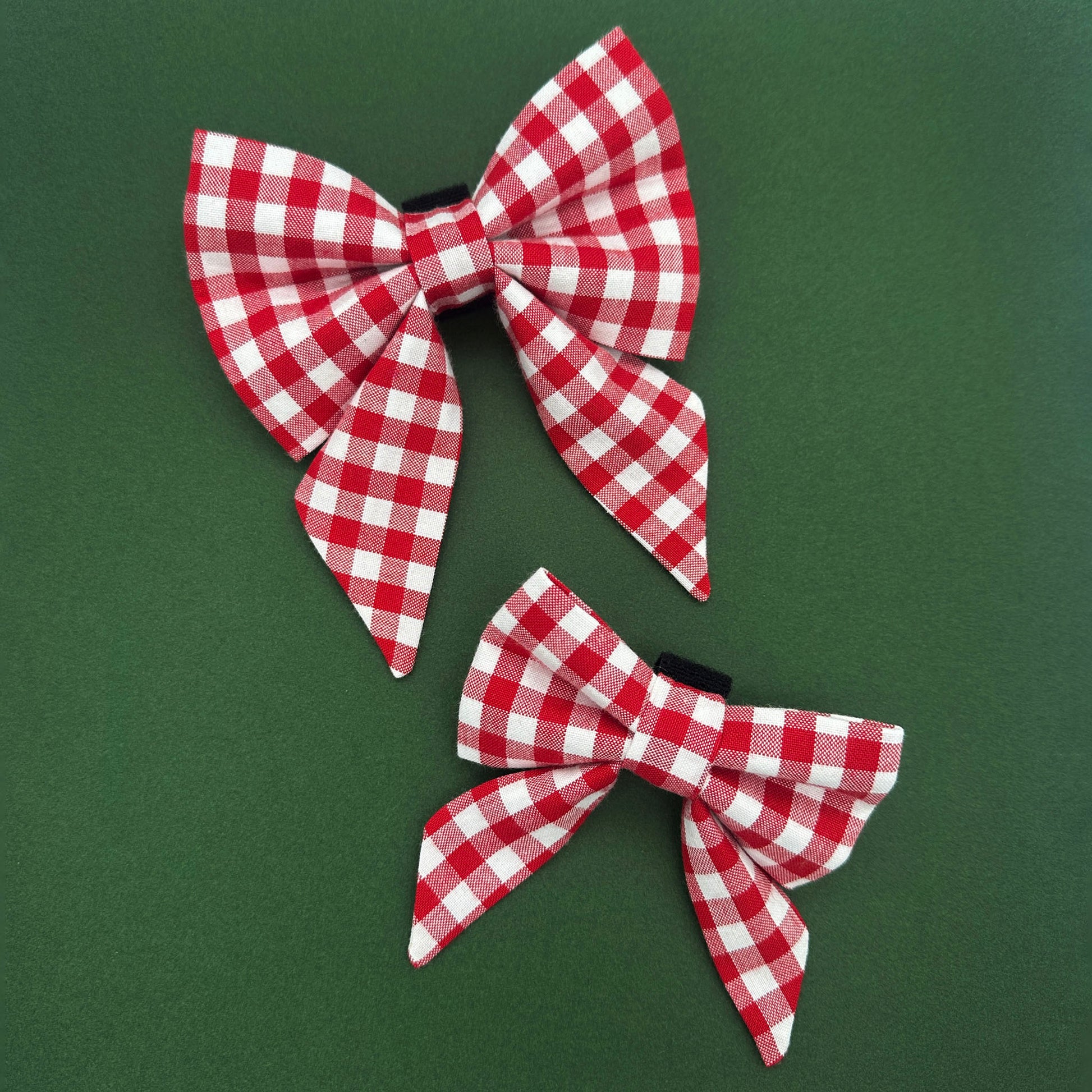 Crimson Gingham Sailor Dog Bow