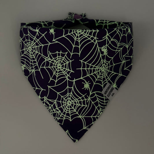 Glow-in-the-Dark Spider Web Dog Bandana