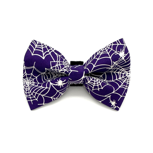 Glow-in-the-Dark Spider Web Dog Bow Tie 