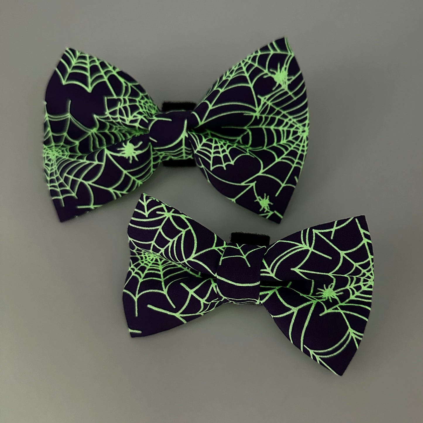 Glow-in-the-Dark Spider Web Dog Bow Tie 