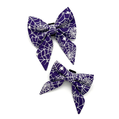 Glow-in-the-Dark Spider Web Sailor Dog Bow