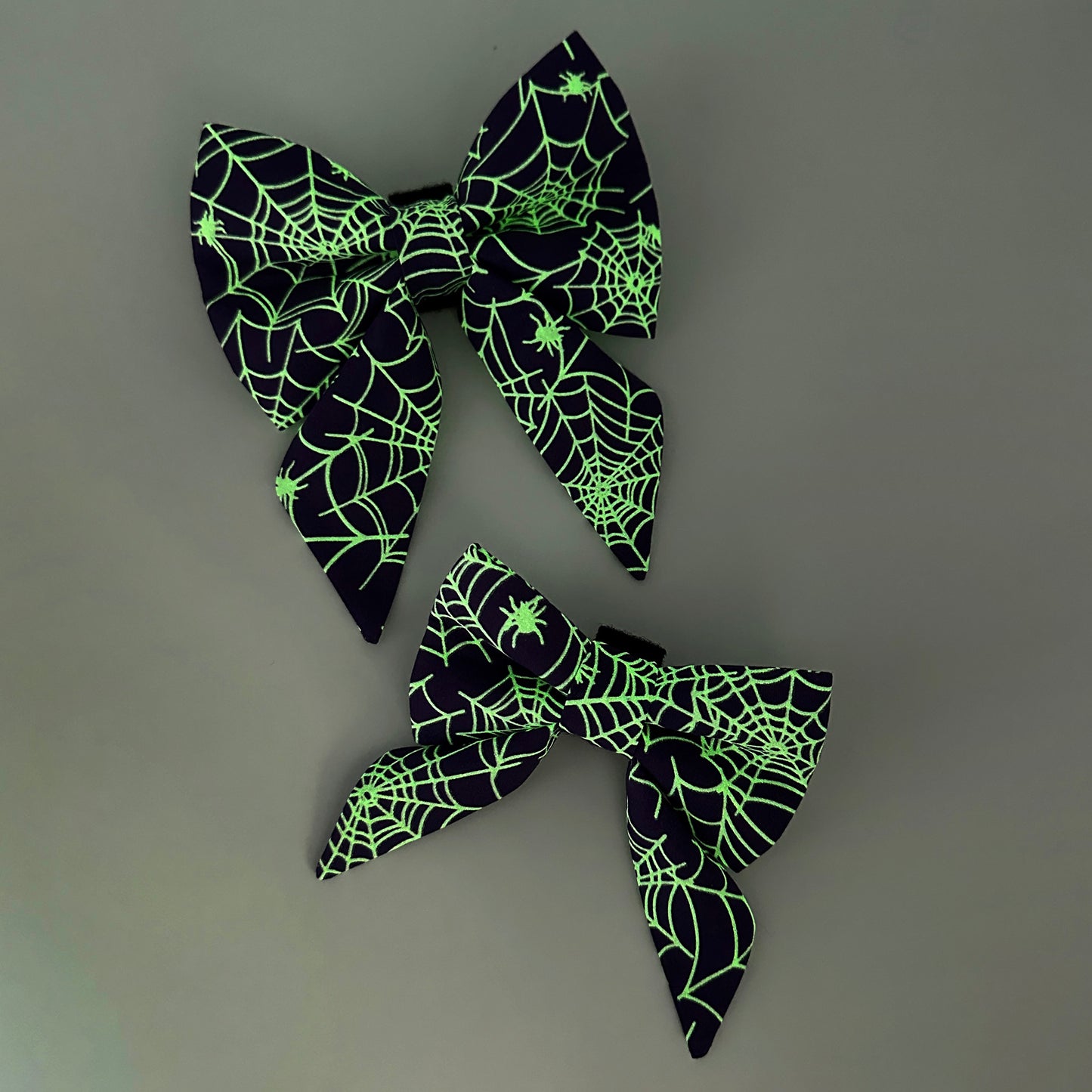 Glow-in-the-Dark Spider Web Sailor Dog Bow