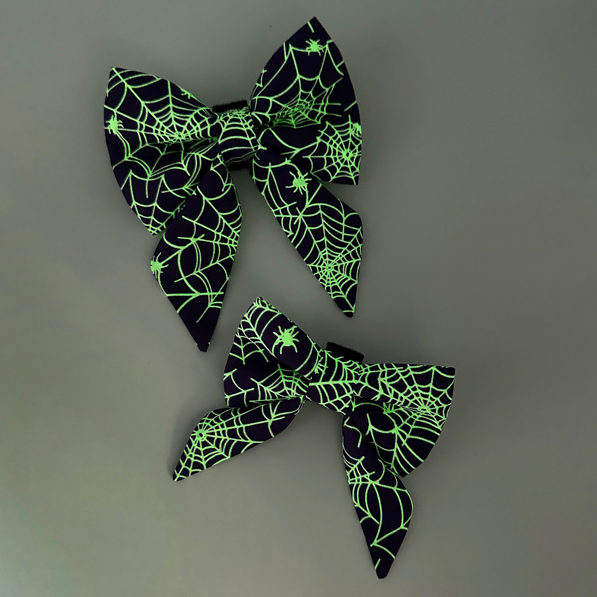 Glow-in-the-Dark Spider Web Sailor Dog Bow