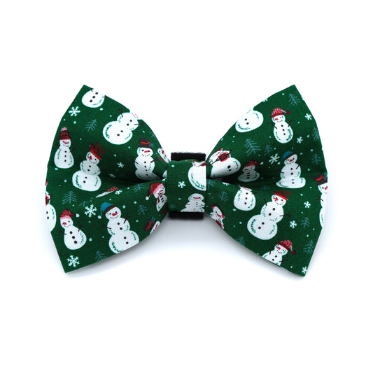 Green Snowman Dog Bow Tie 