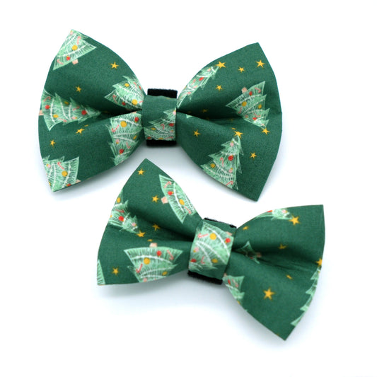 Green Christmas Tree Dog Bow Tie 
