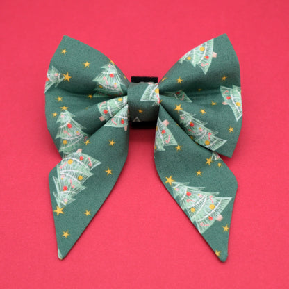 Green Christmas Tree Sailor Dog Bow 