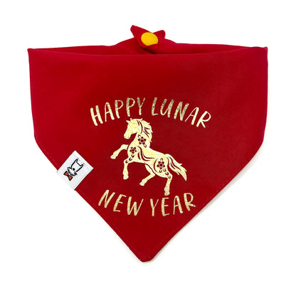 Happy Lunar New Year Horse Dog Bandana