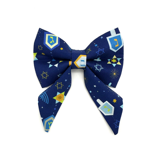 Hanukkah Dreidel Sailor Dog Bow 