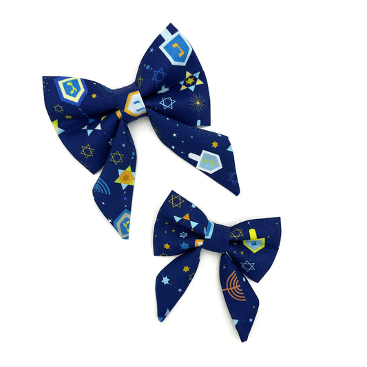 Hanukkah Dreidel Sailor Dog Bow 
