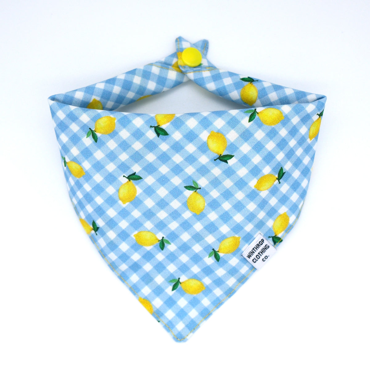 Lemon Blue Gingham Dog Bandana