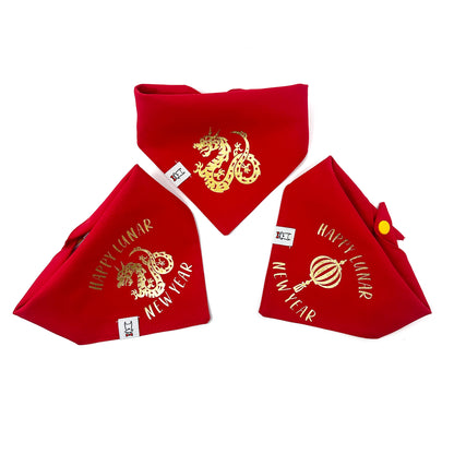 Happy Lunar New Year Dragon Dog Bandana