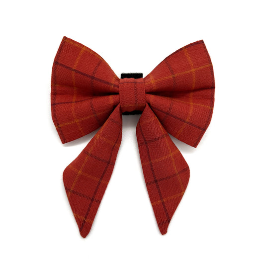 Maple Plaid Sailor Dog Bow 