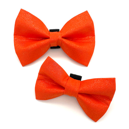 Glitter Orange Dog Bow Tie