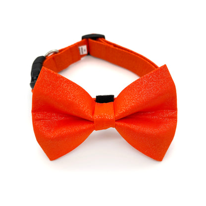 Glitter Orange Dog Bow Tie Collar