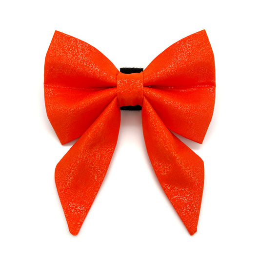 Glitter Orange Sailor Dog Bow 