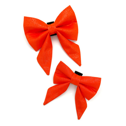 Glitter Orange Sailor Dog Bow 