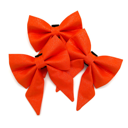 Glitter Orange Sailor Dog Bow 