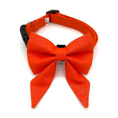 Glitter Orange Sailor Dog Bow 