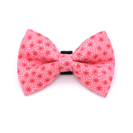 Pink and Red Retro Starburst Dog Bow Tie 