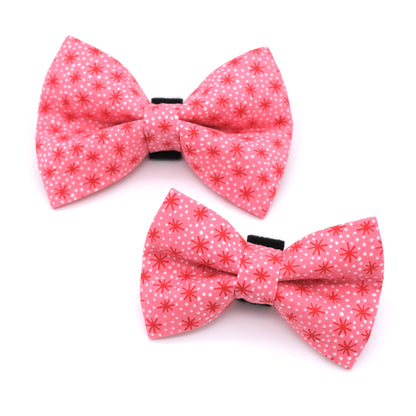 Pink and Red Retro Starburst Dog Bow Tie 