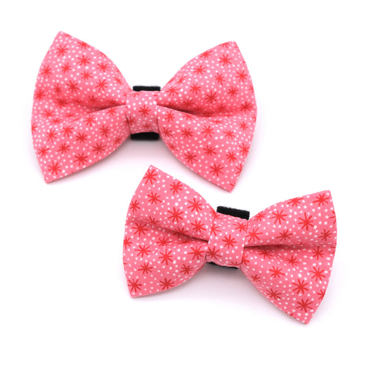Pink and Red Retro Starburst Dog Bow Tie 
