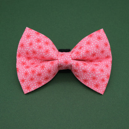 Pink and Red Retro Starburst Dog Bow Tie 