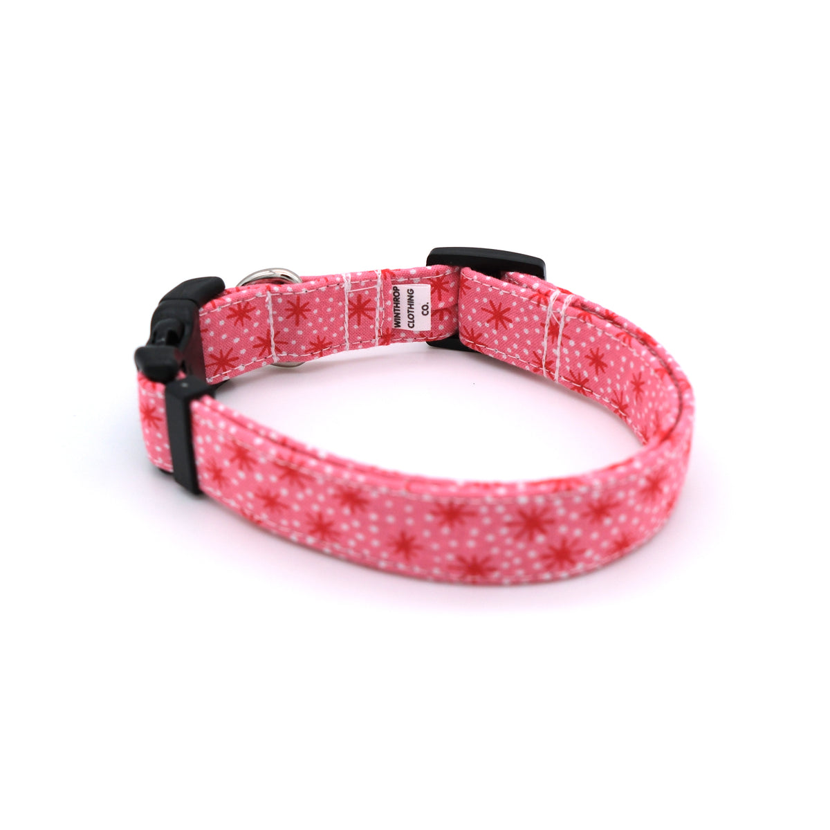 Pink and Red Retro Starburst Dog Collar