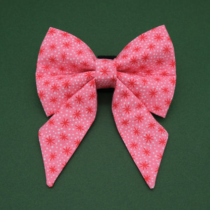 Pink and Red Retro Starburst Sailor Dog Bow