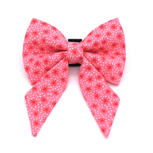 Pink and Red Retro Starburst Sailor Dog Bow