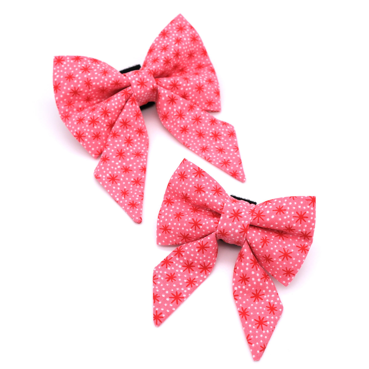 Pink and Red Retro Starburst Sailor Dog Bow