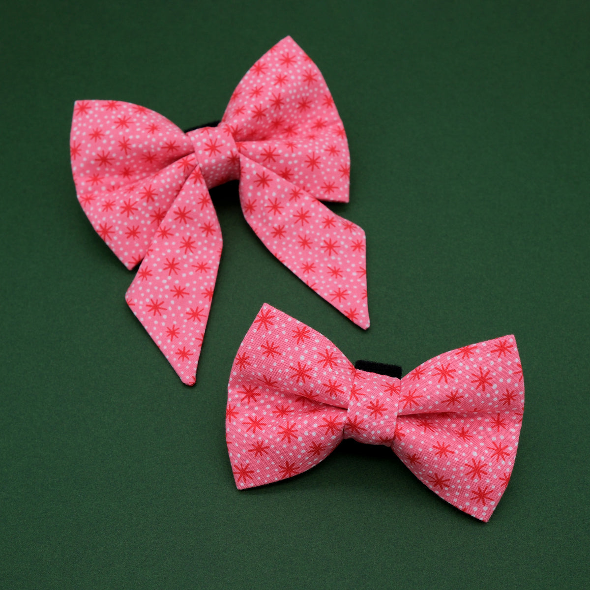 Pink and Red Retro Starburst Sailor Dog Bow