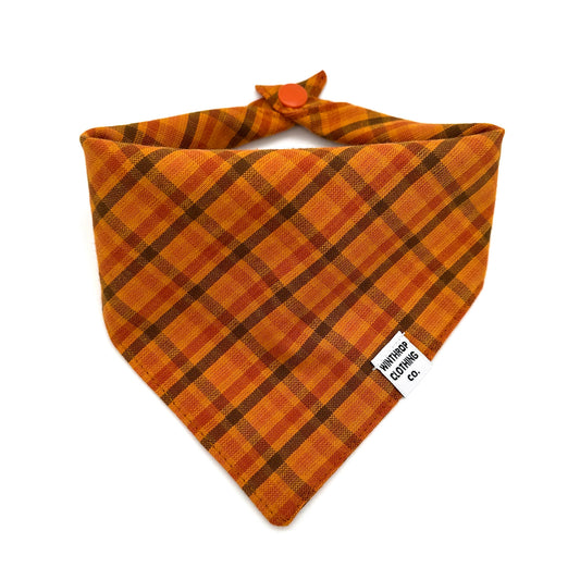 Pumpkin Spice Plaid Dog Bandana 