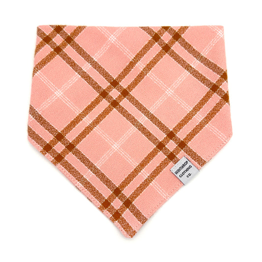 Peach Plaid Flannel Dog Bandana