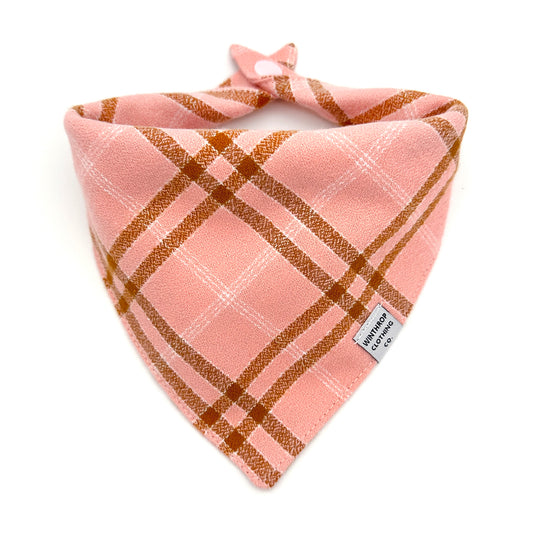 Peach Plaid Flannel Dog Bandana