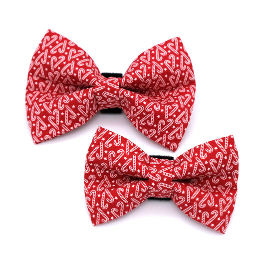 Red Candy Cane Dog Bow Tie 