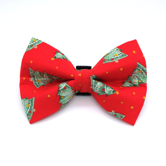Red Christmas Tree Dog Bow Tie