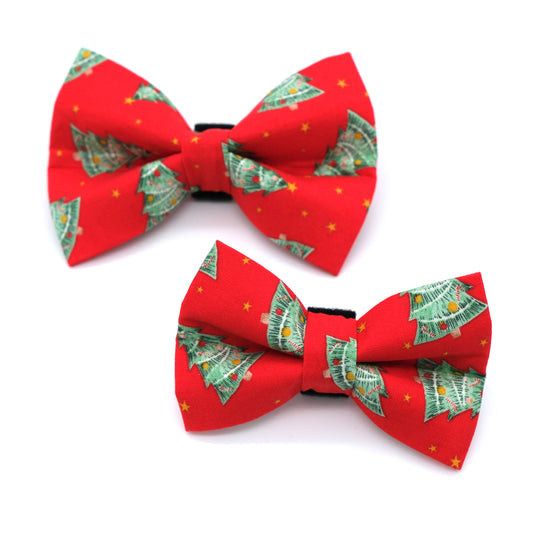 Red Christmas Tree Dog Bow Tie